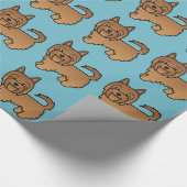 Red Australian Terrier Dog Pattern On Blue Geschenkpapier (Ecke)
