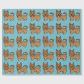 Red Australian Terrier Dog Pattern On Blue Geschenkpapier (Flach)