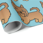 Red Australian Terrier Dog Pattern On Blue Geschenkpapier (Rolleneckpunkt)