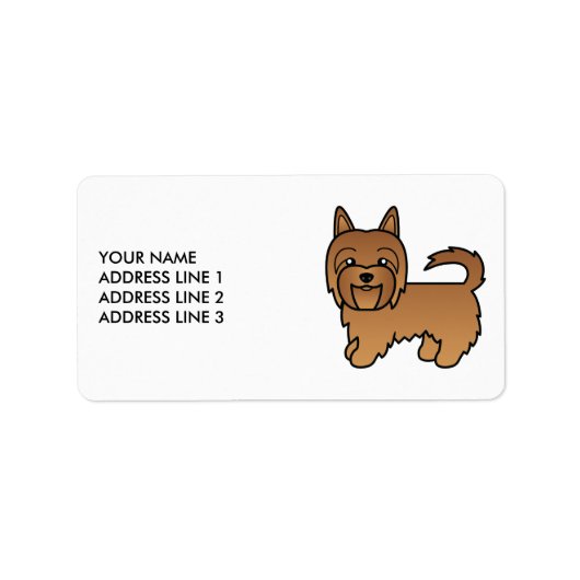 Red Australian Terrier Niedlich Cartoon Dog Adressaufkleber (Vorne)