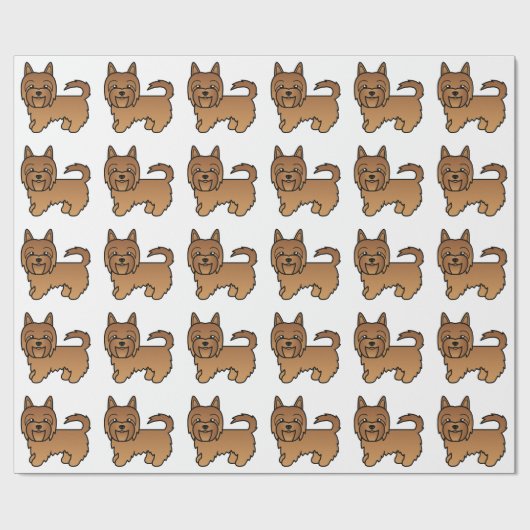 Red Australian Terrier Niedlich Dog Pattern Geschenkpapier (Flach)