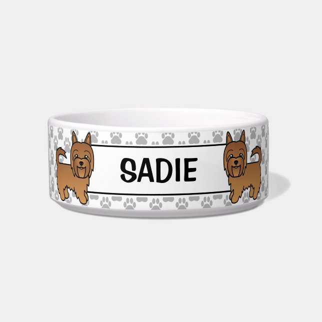 Red Australian Terrier Niedlich Hunde & Name Napf (Vorderseite)