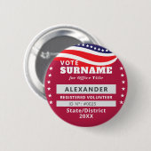RED Authorized Volunteer 2026 Election Campaign ID Button (Vorne & Hinten)