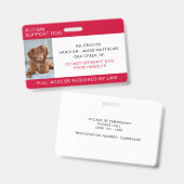 Red Autism Support Dog Foto Ausweis (Vorder- & Rückseite)