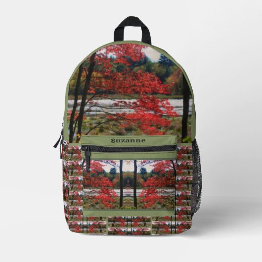 Red Autumn Foliage Marsh Personalisiert Bedruckter Rucksack (Vorderseite)