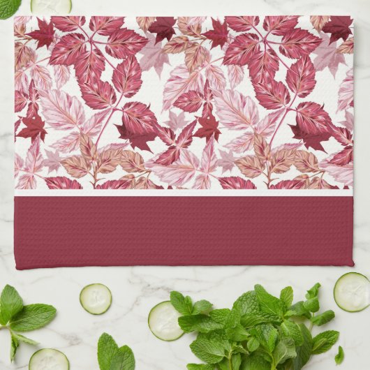 Red Autumn Leaves Kitchen Towel Geschirrtuch (Gefaltet)