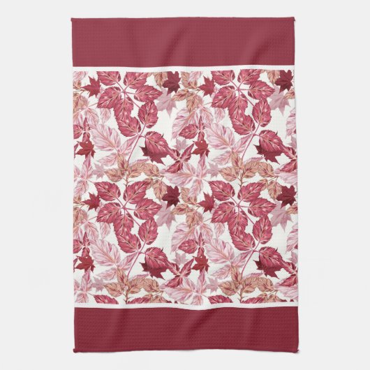 Red Autumn Leaves Kitchen Towel Geschirrtuch (Vertikal)