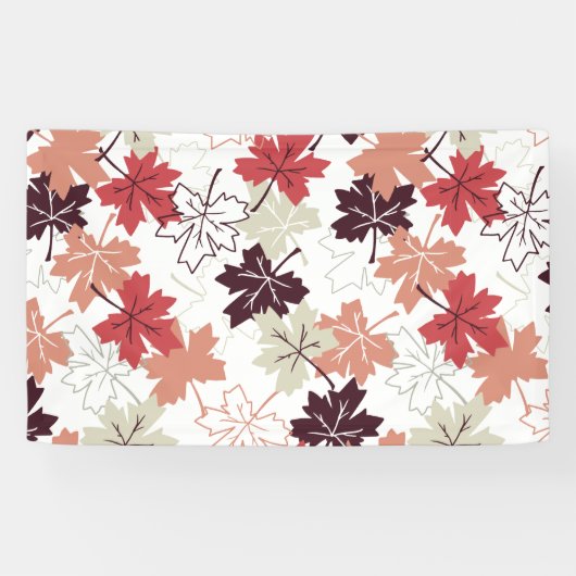 Red Autumn Leaves Muster weiß Banner (Horizontal)