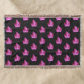 Red Autumn Maple Leaf Pattern on Black Floral Decke