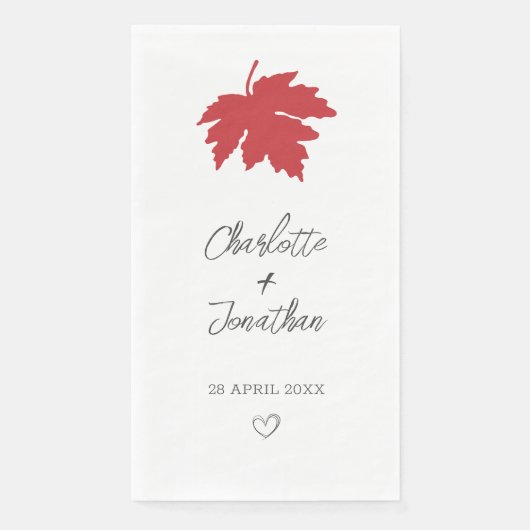 Red Autumn Maple Leaf Wedding Serviette (Vorderseite)