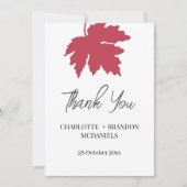 Red Autumn Maple Leaf Wedding Vielen Dank Dankeskarte (Vorderseite)