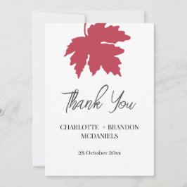 Red Autumn Maple Leaf Wedding Vielen Dank Dankeskarte