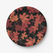 Red Autumn maple leaves on black Pappteller (Vorderseite)