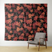 Red Autumn maple leaves on black Wandteppich (Beispiel (Horizontal))