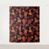 Red Autumn maple leaves on black Wandteppich (Vorderseite)