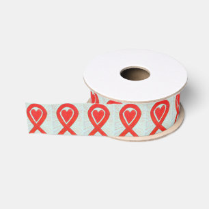 Red Awareness Heart Customized Art Ribbon Ripsband
