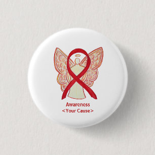 Red Awareness Ribbon Angel Custom Art Buttone Button