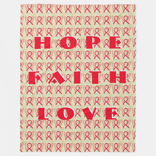 Red Awareness Ribbon Angel Custom Fleece Blankon (Vorderseite)