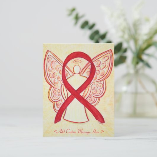Red Awareness Ribbon Angel Custom Postcard Postkarte (Stehend Vorderseite)
