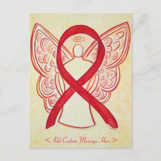 Red Awareness Ribbon Angel Custom Postcard Postkarte (Vorderseite)