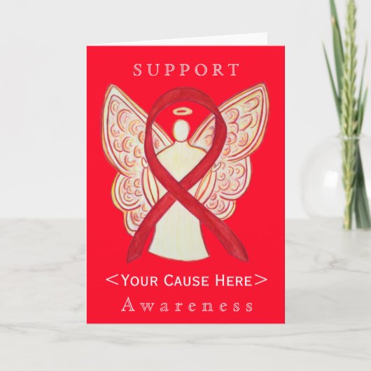 Red Awareness Ribbon Angel Customized Card Karte (Vorderseite)