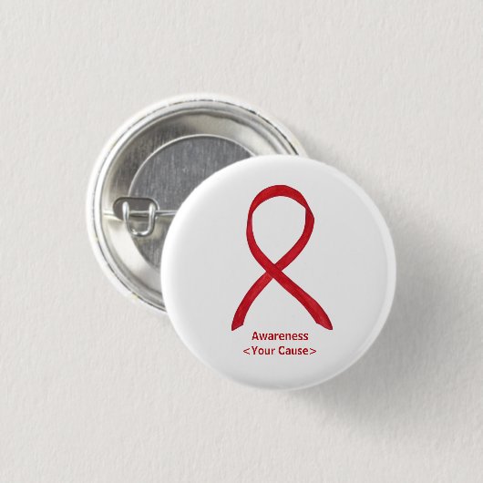 Red Awareness Ribbon Custom Art Buttone Button (Vorne & Hinten)