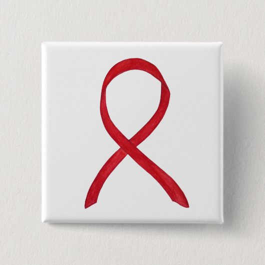 Red Awareness Ribbon Custom Art Buttone Button (Vorderseite)