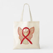 Red Awareness Ribbon Custom Art Toag Tragetasche (Rückseite)