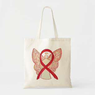Red Awareness Ribbon Custom Art Toag Tragetasche