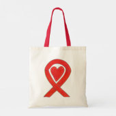 Red Awareness Ribbon Custom Art Toag Tragetasche (Rückseite)