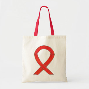 Red Awareness Ribbon Custom Art Toag Tragetasche