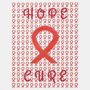 Red Awareness Ribbon Custom Chemo Fleece Blanken