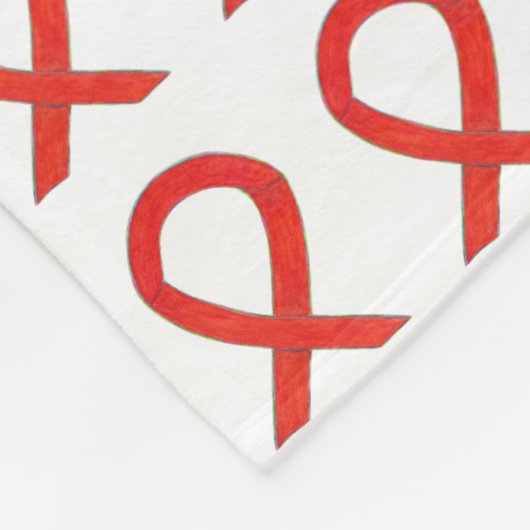 Red Awareness Ribbon Custom Chemo Fleece Blanken (Ecke)
