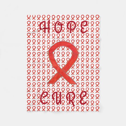 Red Awareness Ribbon Custom Chemo Fleece Blanket (Vorderseite)