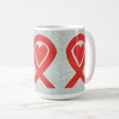 Red Awareness Ribbon Herz Custom Coffee Tasse (VorderseiteRechts)