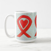 Red Awareness Ribbon Herz Custom Coffee Tasse (Links)