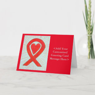 Red Awareness Ribbon Herz Custom Grußkarten Karte