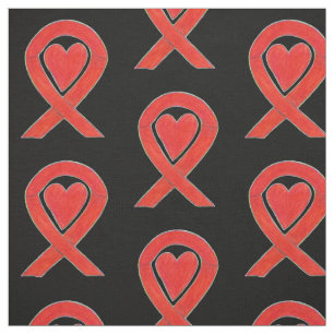 Red Awareness Ribbon Herz Fabric Art Custom Stoff