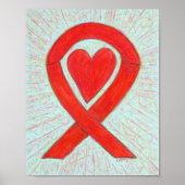 Red Awareness Ribbon Herz Poster Kunst drucken (Vorne)