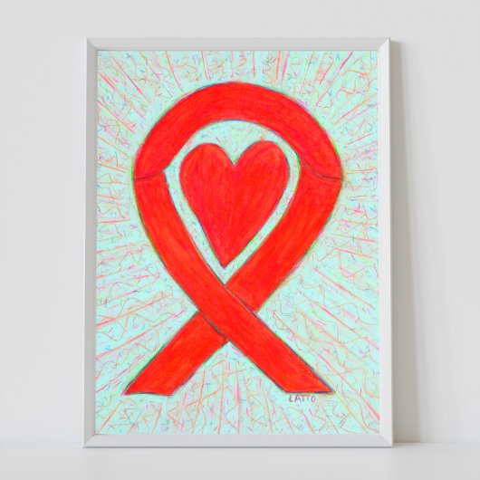 Red Awareness Ribbon Herz Poster Kunst drucken