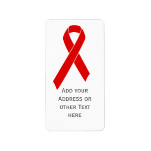 Red Awareness Ribbon + Ihre Nachricht Adressaufkleber