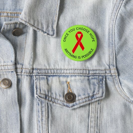 Red Awareness Ribbon + Ihre Nachricht Button (Beispiel)