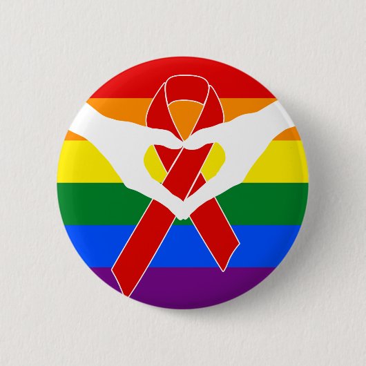 Red Awareness Ribbon + Ihre Nachricht Button (Vorderseite)