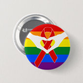 Red Awareness Ribbon + Ihre Nachricht Button (Vorne & Hinten)