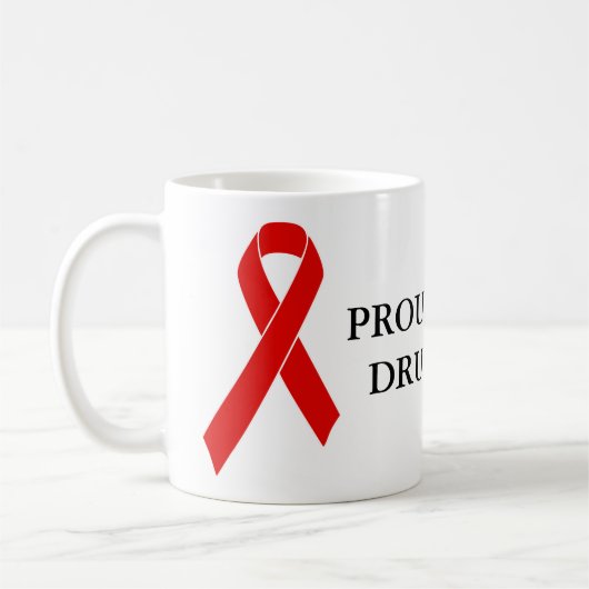 Red Awareness Ribbon + Ihre Nachricht Kaffeetasse (Links)