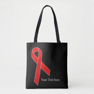 Red Awareness Ribbon + Ihre Nachricht Tasche