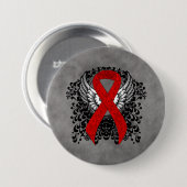 Red Awareness Ribbon mit Flügeln Button (Vorne & Hinten)