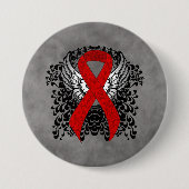 Red Awareness Ribbon mit Flügeln Button (Vorderseite)