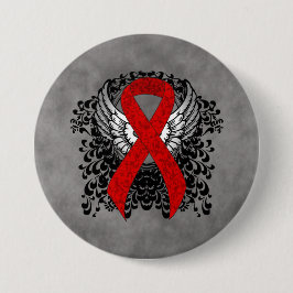 Red Awareness Ribbon mit Flügeln Button