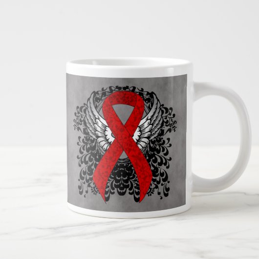 Red Awareness Ribbon mit Flügeln Jumbo-Tasse (Rechts)